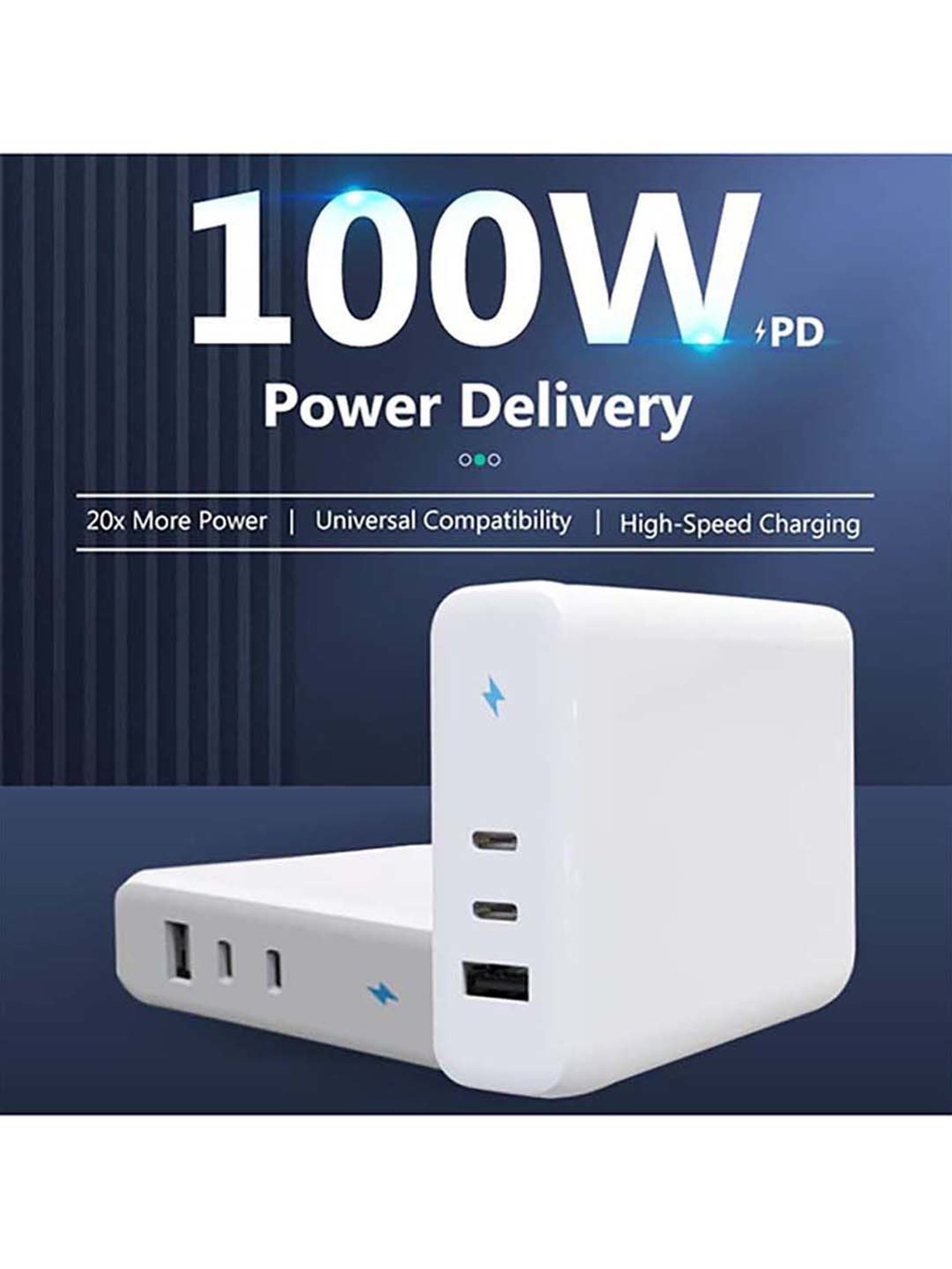 DR VAKU 100W 3 Port PD SuperFast Charging Power Adapter (White)