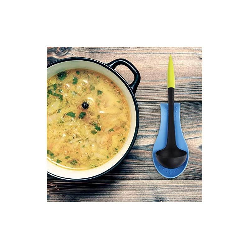 Silicone Spoon Rests, Cooking Utensils Holder for Kitchen (2, Red-Blue)