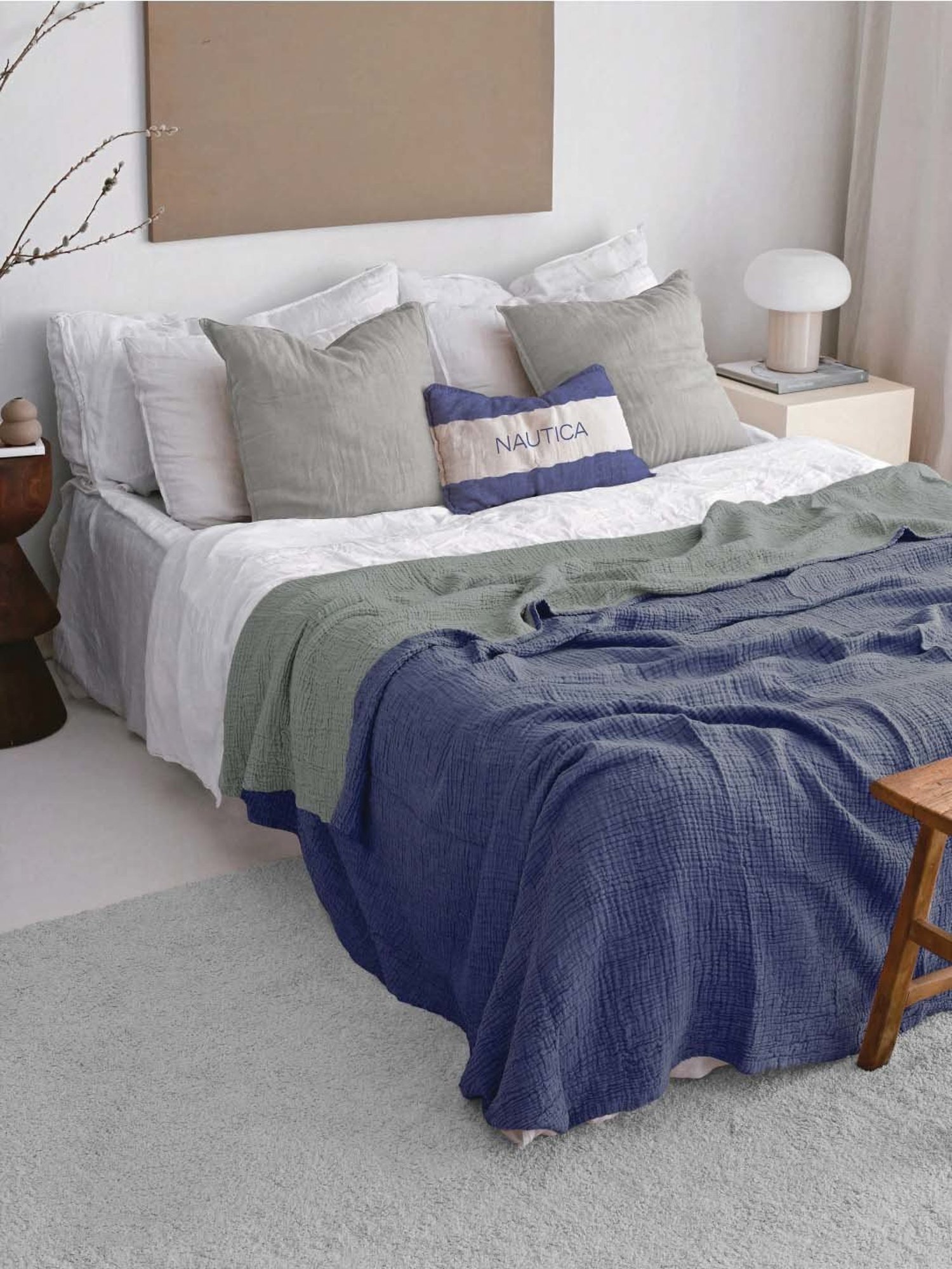 Haus & Kinder Cambric Floral Green & Yellow Cotton Single Reversible Dohar