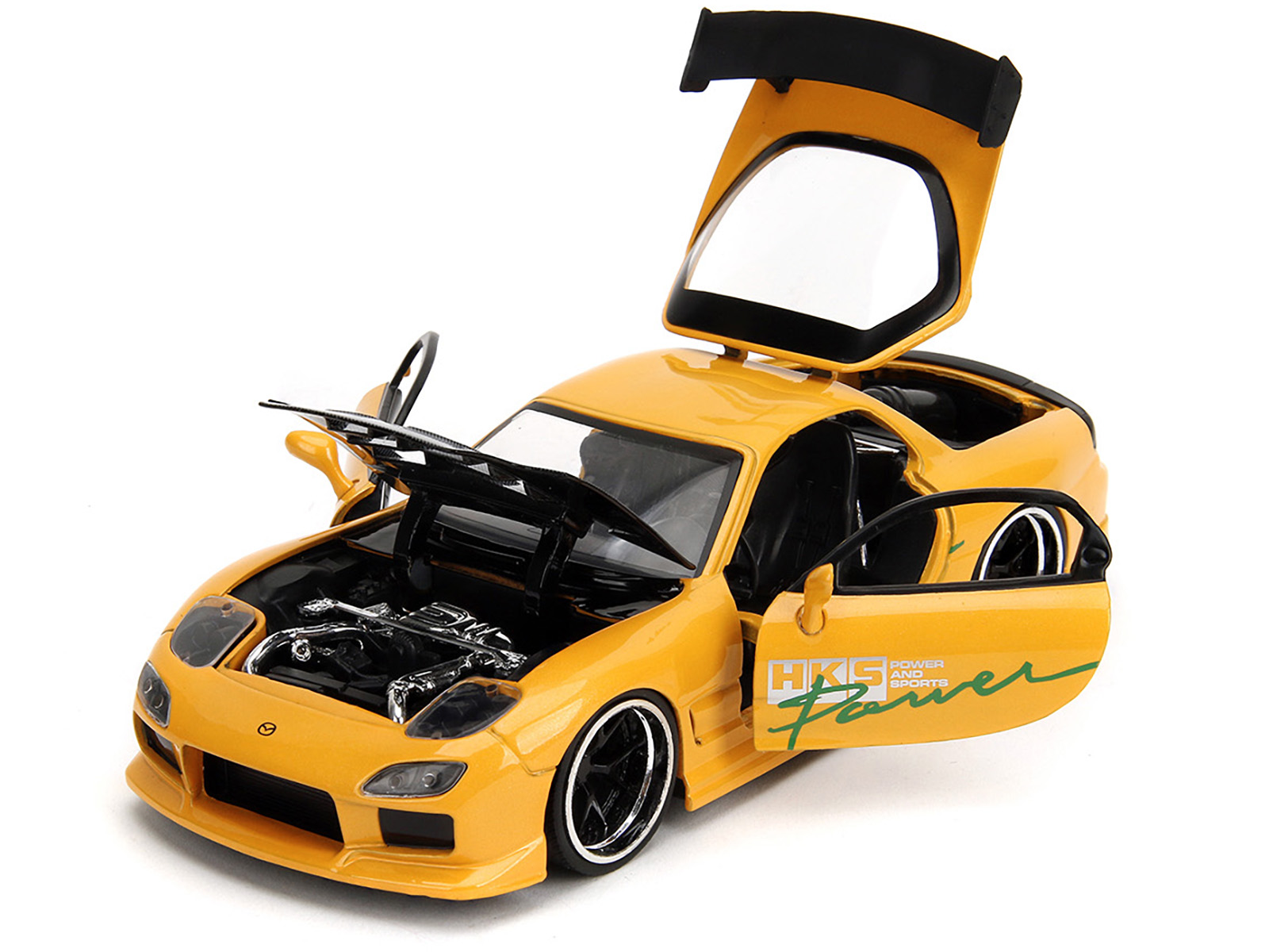Mazda RX7 (FD3S) LB-Super-Silhouette RHD (Right Hand Drive) #55 Green and Orange with Graphics "Tokyo Auto Salon 2024 - Malaysia Diecast Expo 2024" 1/64 Diecast Model Car by Inno Models