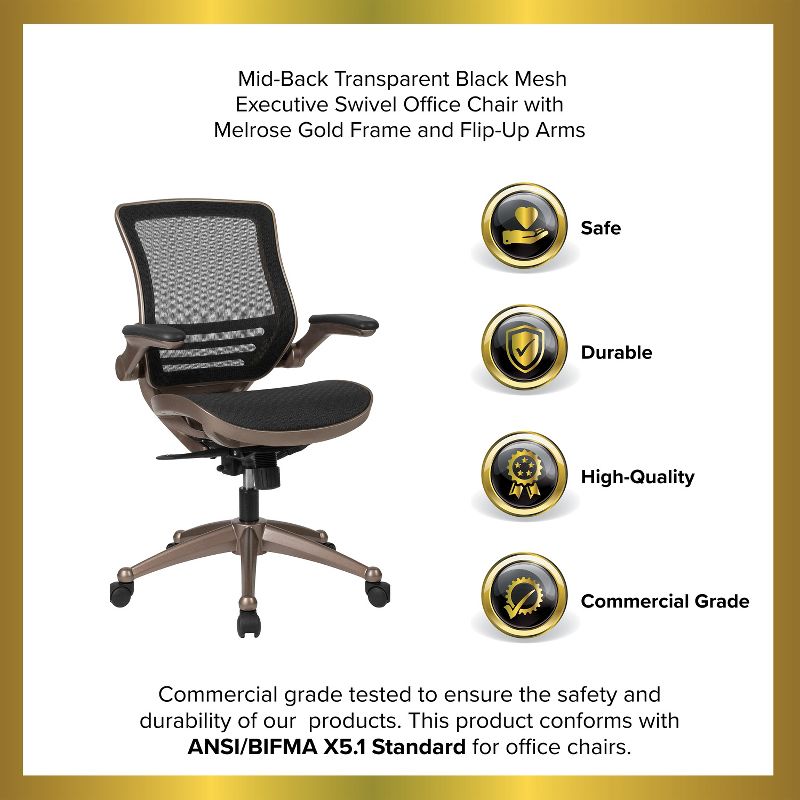 Mesh Sled Base Side Reception Chair with Flip Up Arms Black - Riverstone Furniture