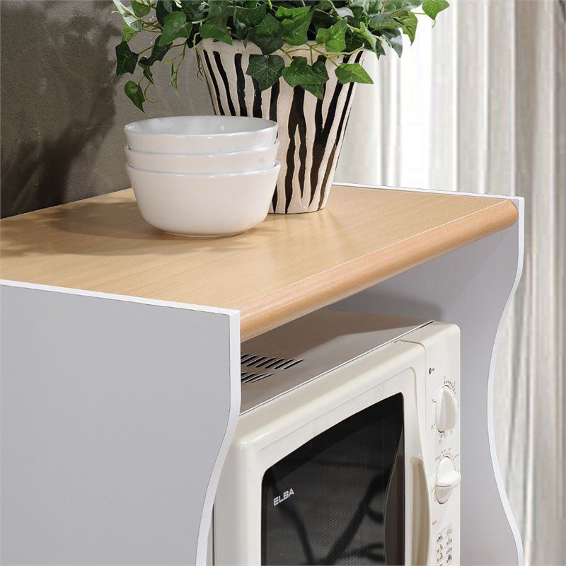 Microwave Kitchen Cart in White - Hodedah