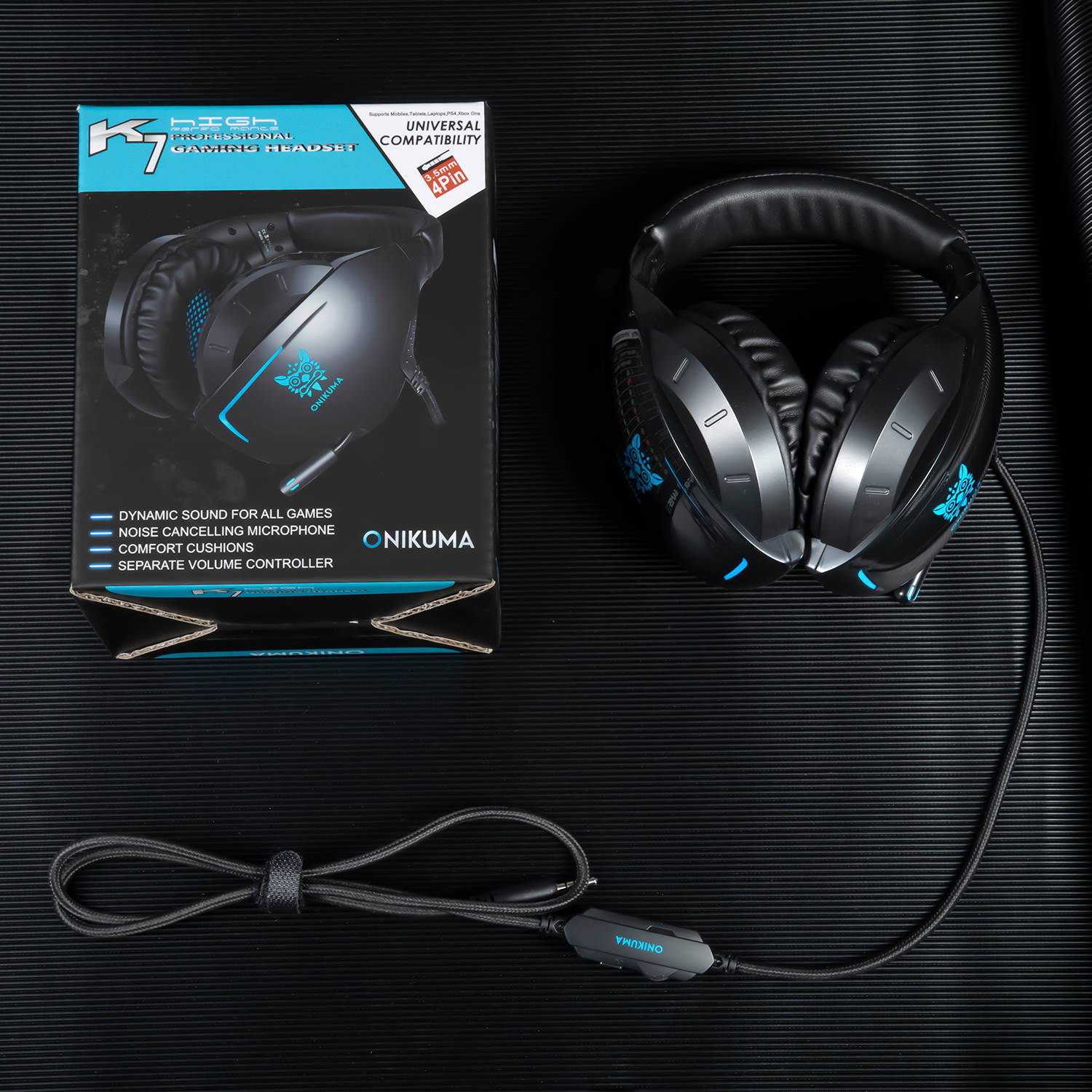 ONIKUMA K7 Gaming Headset Over-ear Dynamic Stereo Bass Sound Headset with Adjustable Headband Microphone for PS4 Xbox One PC