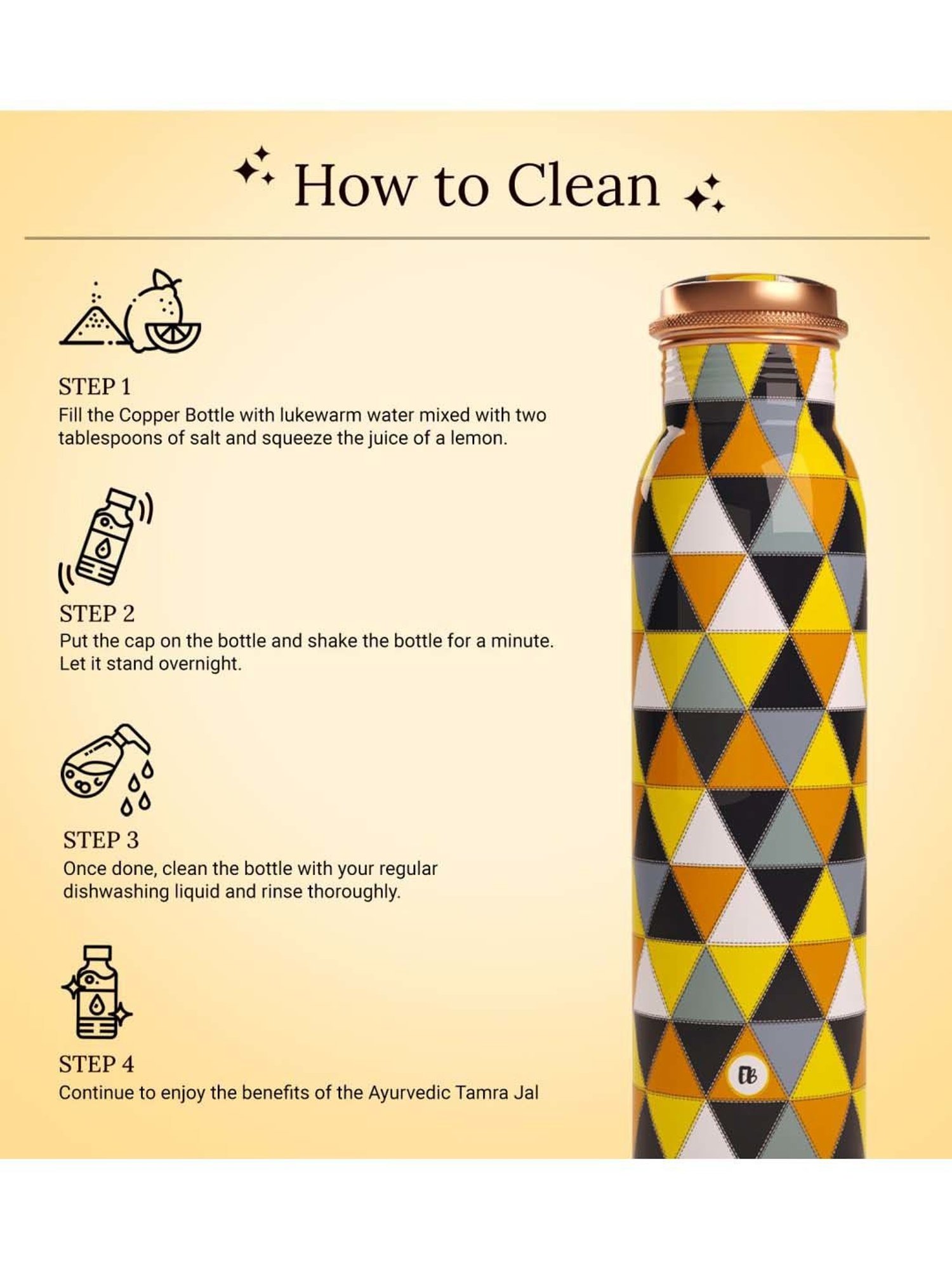 Everything Beautiful Yellow & Black Copper Water Bottle & Glass Set