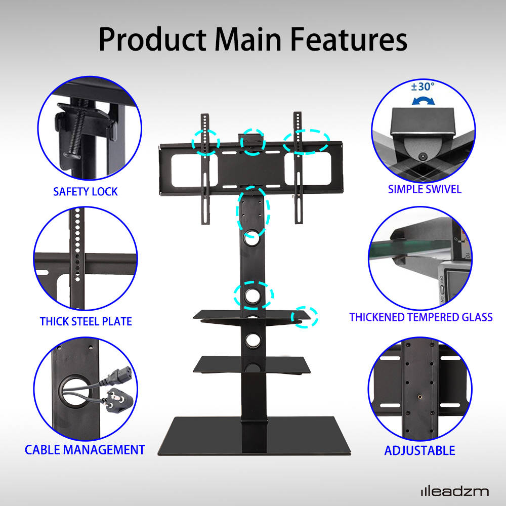 Universal Floor TV Stand Swivel Mount for 32 37 40 42 46 47 50 55 60 65 IN TVs