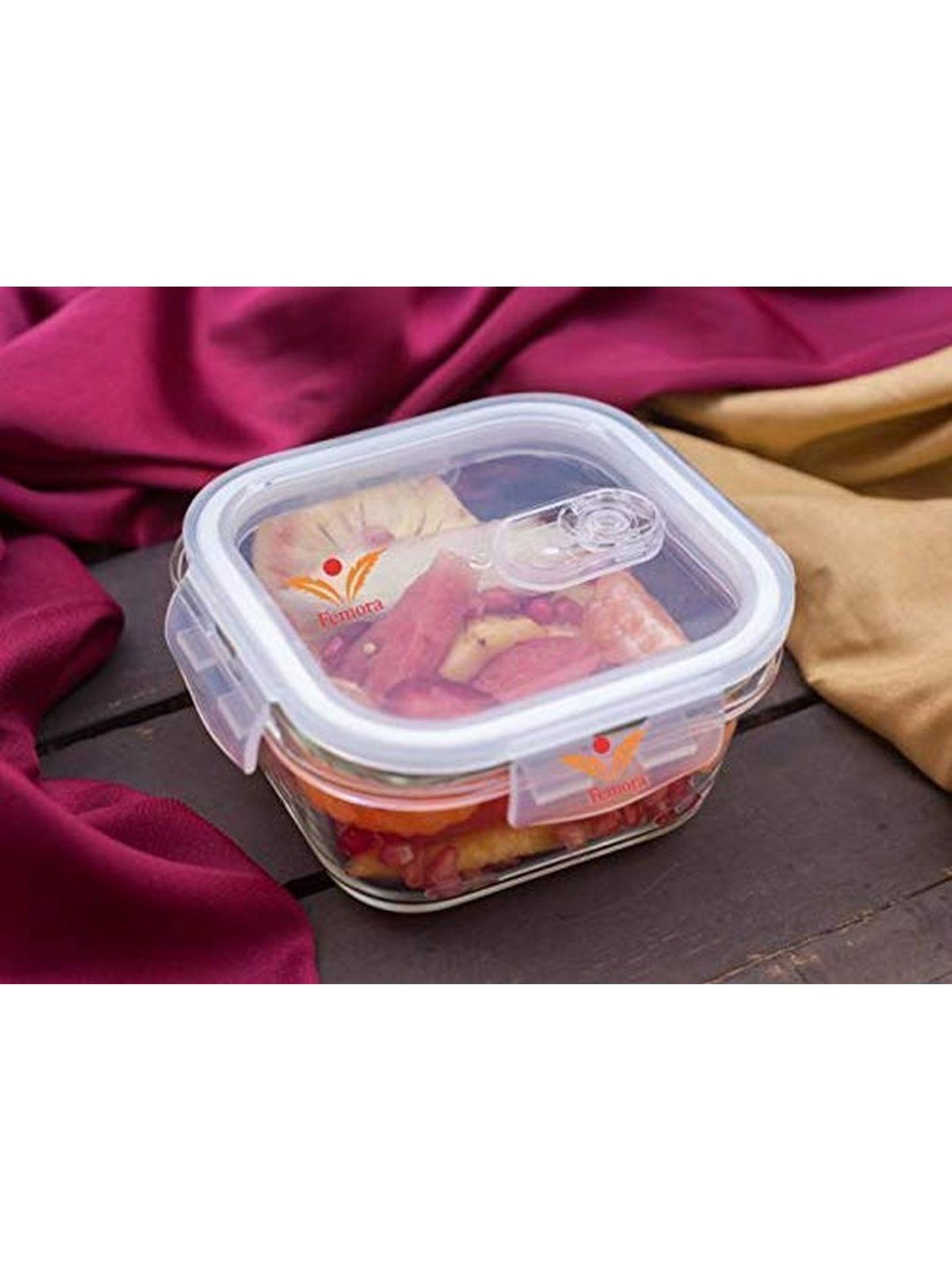 Femora Borosilicate Glass Square Container with Air Vent Lid (800 ml) - Set of 1