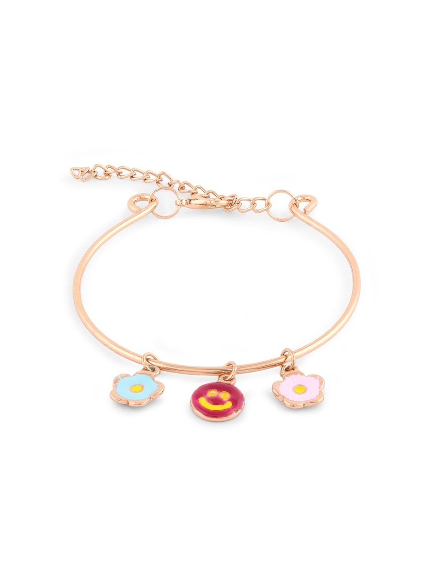 Zaveri Pearls Set of 3 Multicolor Enamel Charm Contemporary Stack Bracelets-ZPFK14632