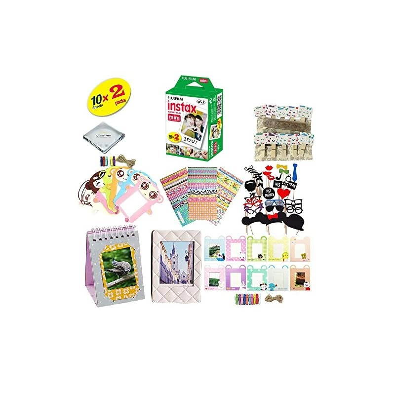 instax Mini 8 9 and Mini 11 Camera Accessory KIT Includes Fuji Instant Film 20 Sheets + Premium Over 60 PCS Bundle for instax Mini 8 Films