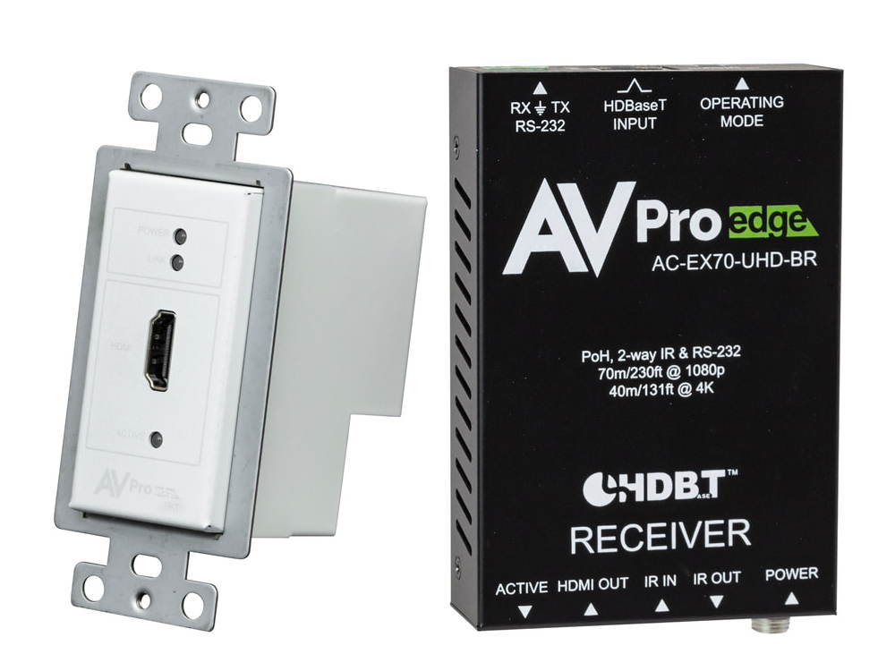 AVPro Edge AC-CXWP-HDMO-BKT 4K HDR HDMI/HDBaseT Wall Plate Extender (Transmitter/Receiver) Basic Kit? up to 40m/130ft