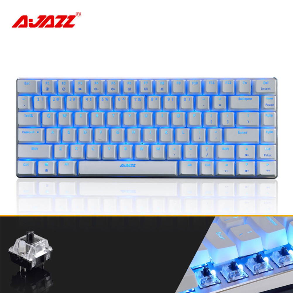 UrChoiceLtd&reg; Ajazz Geek AK3 Usb Wired Gaming Mechanical Keyboard Blue Black Switches for Office, Typists and Play Games ( Blue Switch, Black)