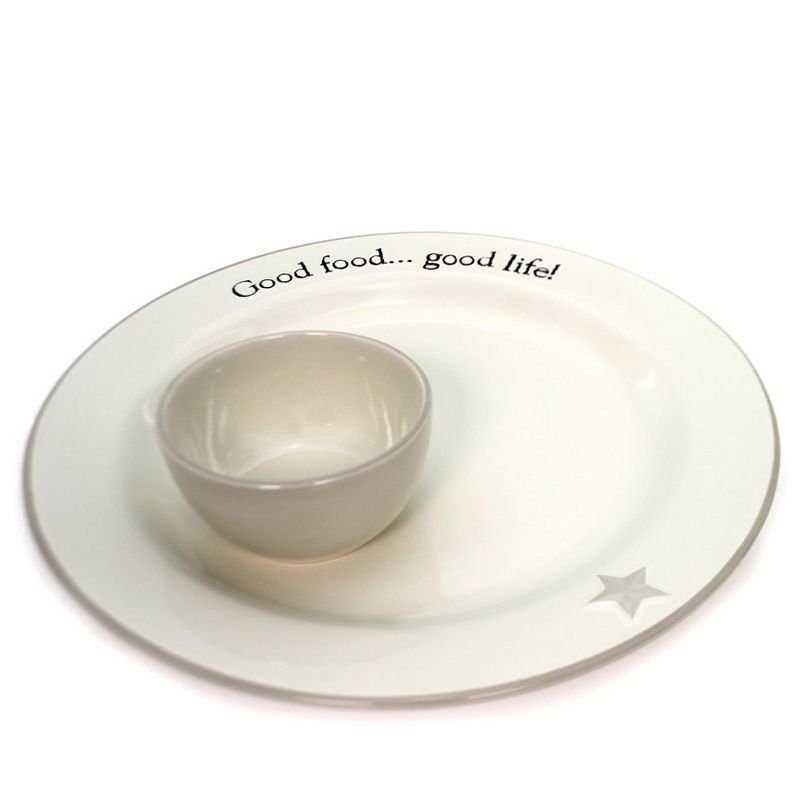 Tabletop Wrd Exp Chip & Dip Stoneware Good Food Life Primitives By Kathy  -  Serving Platters
