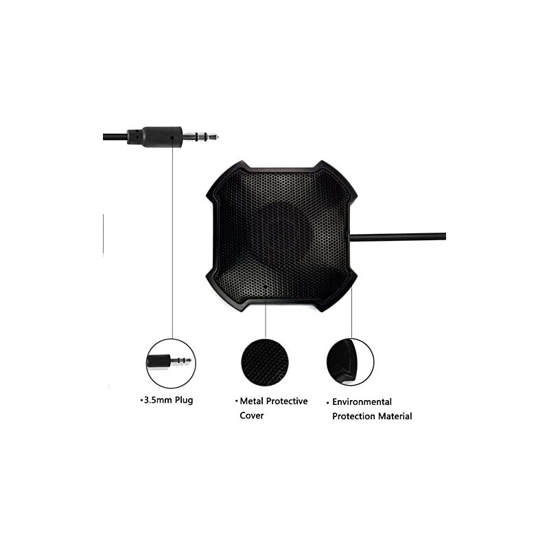 Microphone35mm Plug Stereo Desktop Mic Surface Mounted Mic for TeleconferencingTable Top Omnidirectional Condenser Boundary Computer Microphone forBlack