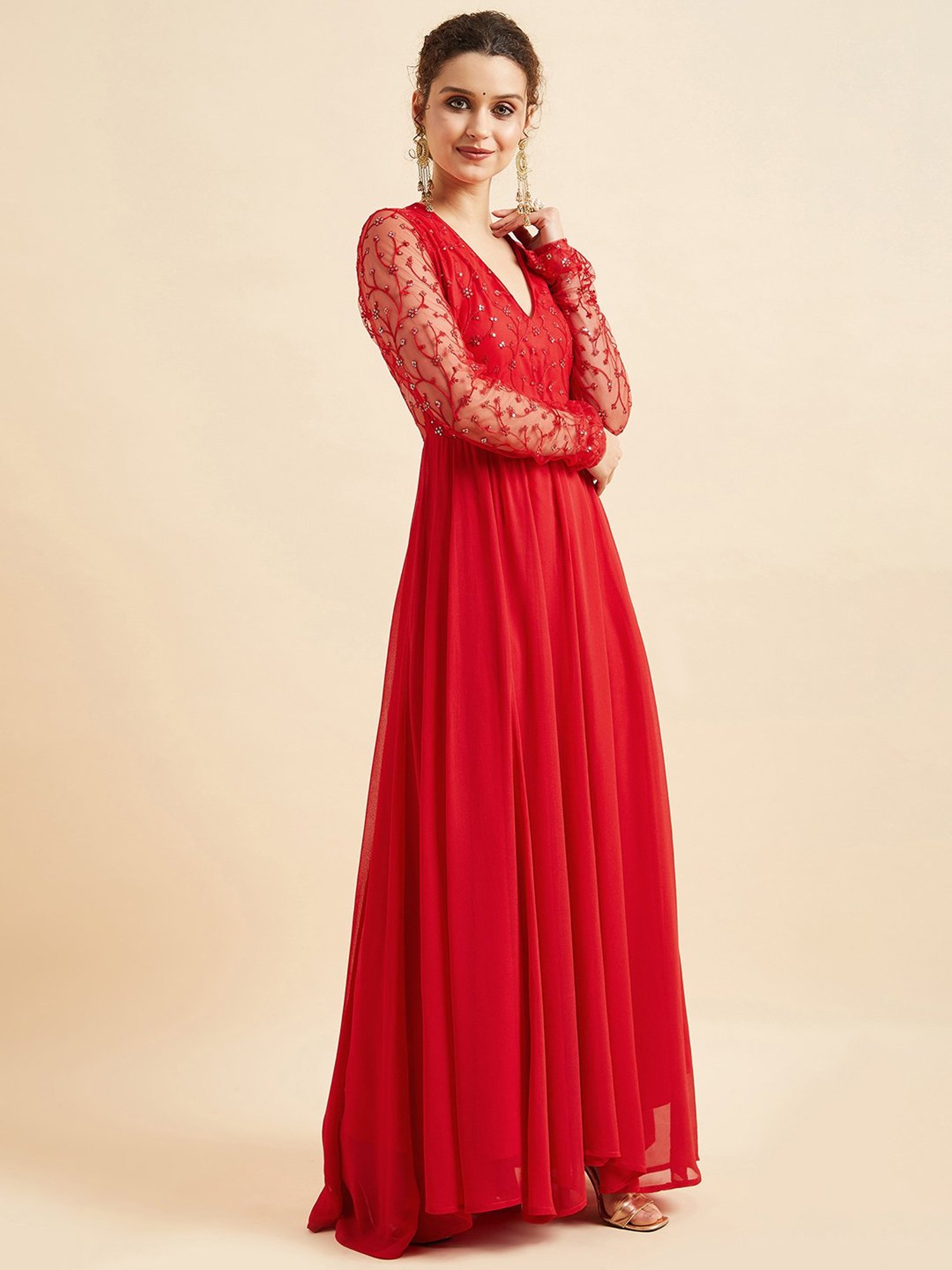 PANIT Red Embroidered Ethnic Dress