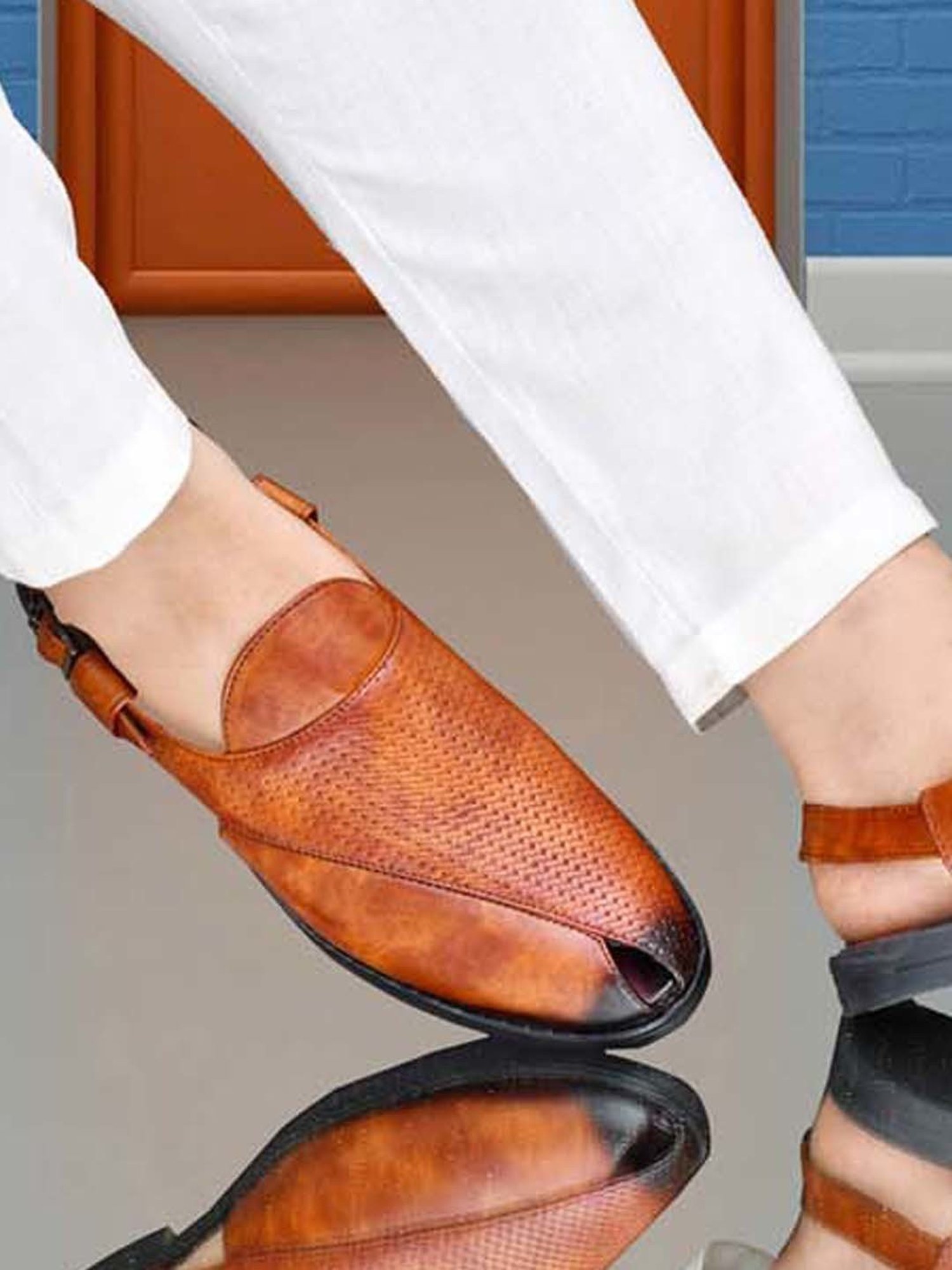 Eego Italy Men's Tan Back Strap Sandals