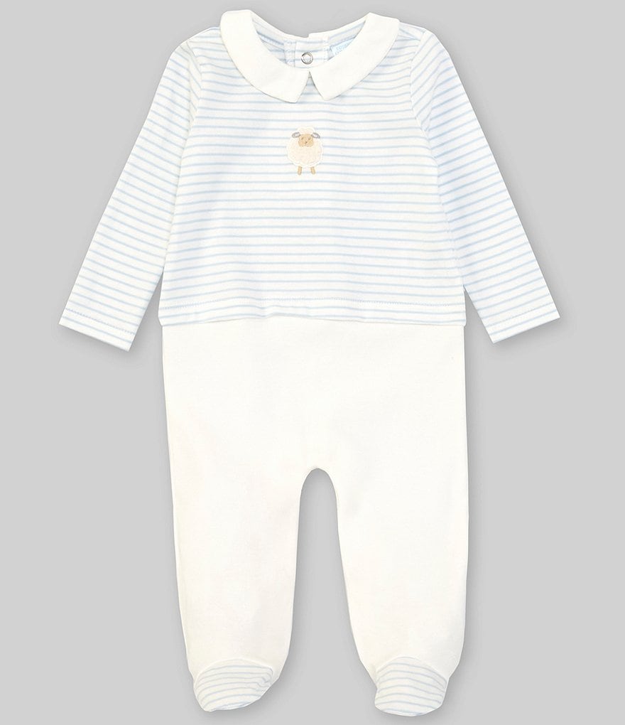 Edgehill Collection Baby Boys Newborn-6 Months Long-Sleeve Striped Footed Coverall
