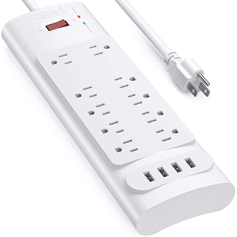 Power Strip with USB Ports  Surge Protector with 10 AC Outlets and 4 USB Charging Ports1875W15A 2100 Joules 6 Feet Long Extension Cord for Smartphone Tablets HomeOffice Hotel White
