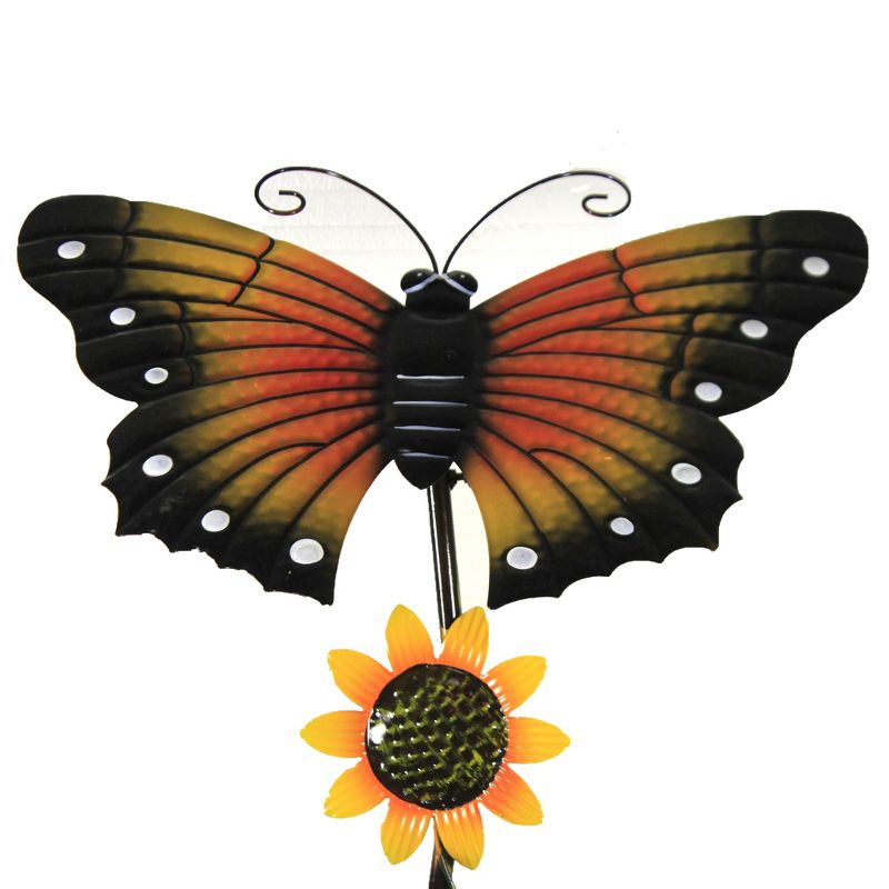 Home & Garden 54.0" Butterfly Spring Sunflower Poke Yard Decor Motion Movement Poke Direct Designs International  -  Decorative Garden Stakes