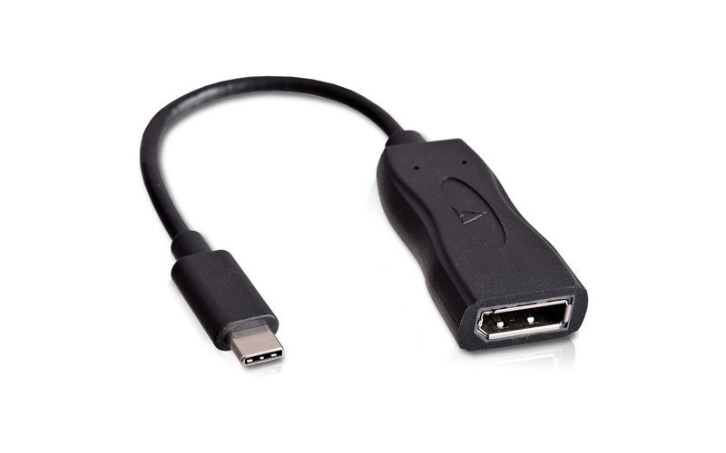 V7 USB-C male to Displayport Female Adapter Black - 3.94" DisplayPort/USB A/V Cable for MacBook, Monitor - First End: 1 x Type C Male USB