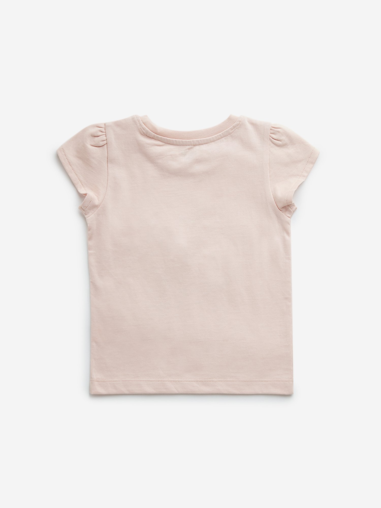 HOP Kids by Westside Peach Embellished Anchor Cotton T-Shirt