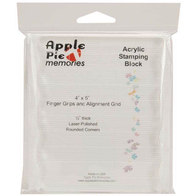 Apple Pie Memories Acrylic Stamp Block With Grips & Grid-4"X5"X.5" Thick