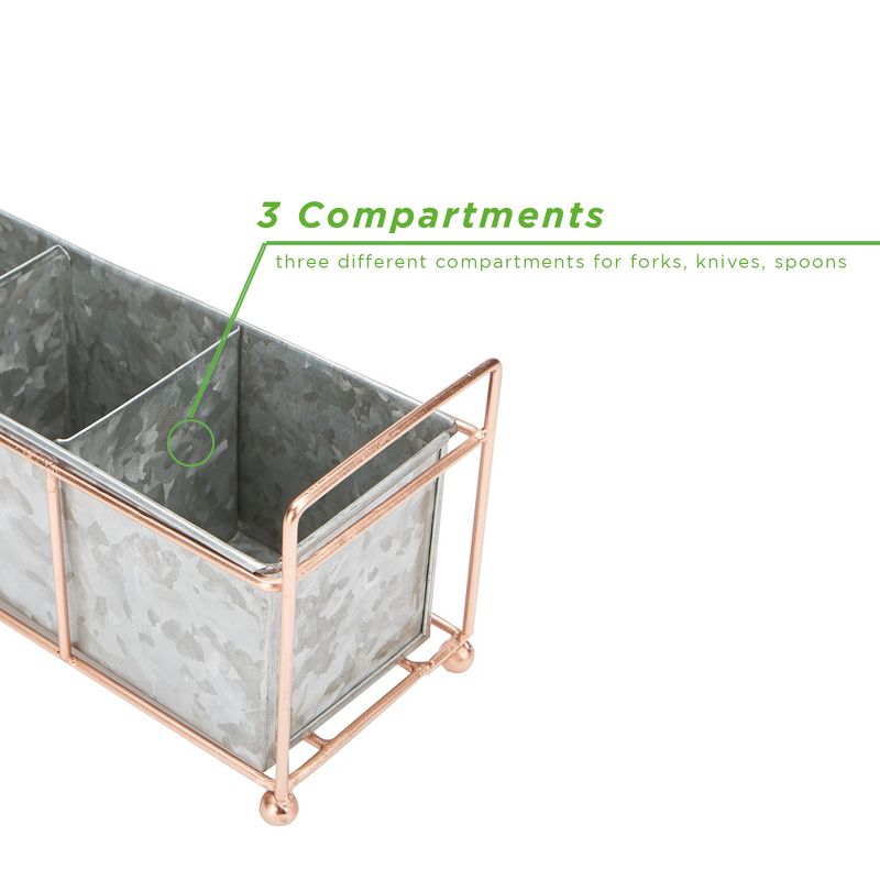 Mind Reader Wire Based and Galvanized 3 Section Utensil Holder, Silver