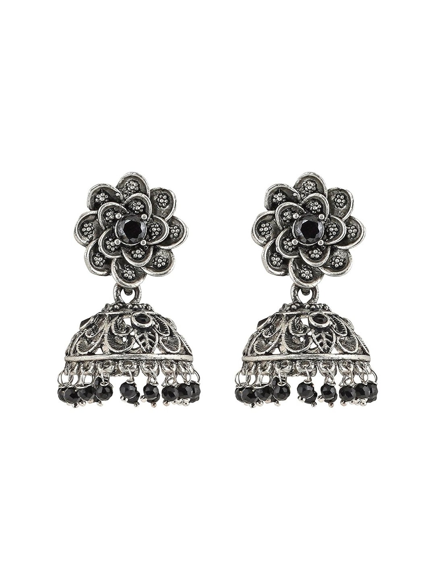 Teejh Ethnic Idaaya Silver Oxidized Jhumki Earring