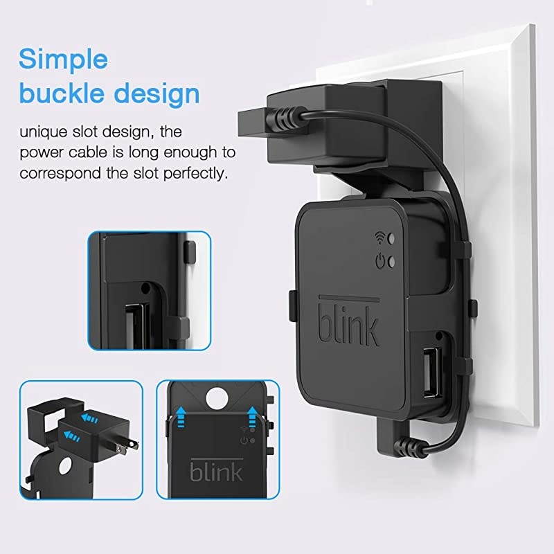 Outlet Wall Mount Stand for Blink Sync ModuleBracket Holder for Blink Outdoor Blink Indoor Blink XT2 Outdoor and Blink Mini Camera with Easy Mount and No Messy Wires or Screws Black
