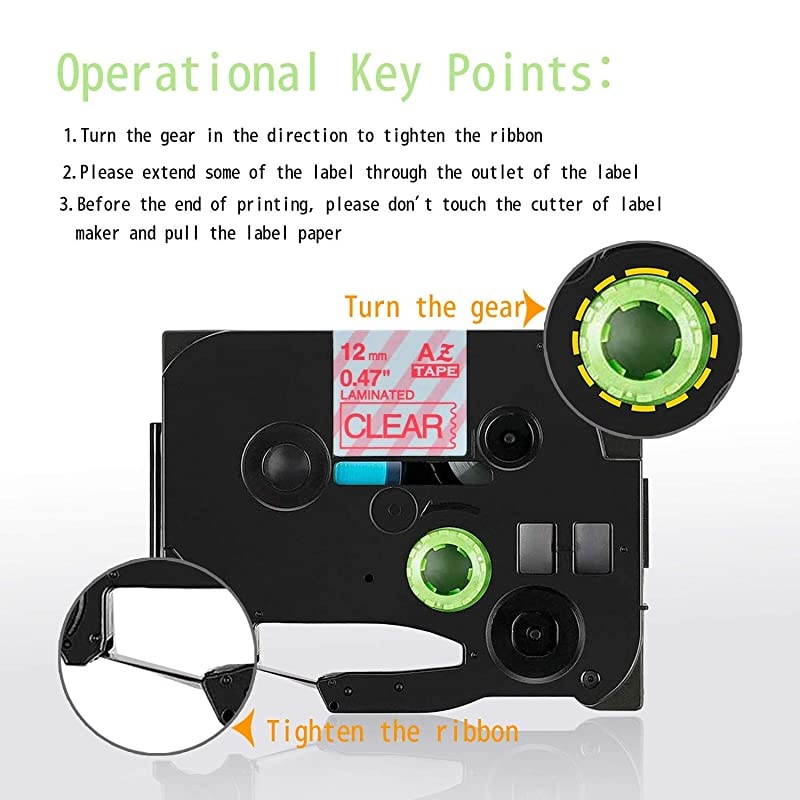 Compatible for Brother TZE132 TZe132 TZ132 12mm 047 Inch Red on Clear Label Tape for PTouch PTD210 PTH110 PTD400 PTD600 Labeling Makers 3 Pack