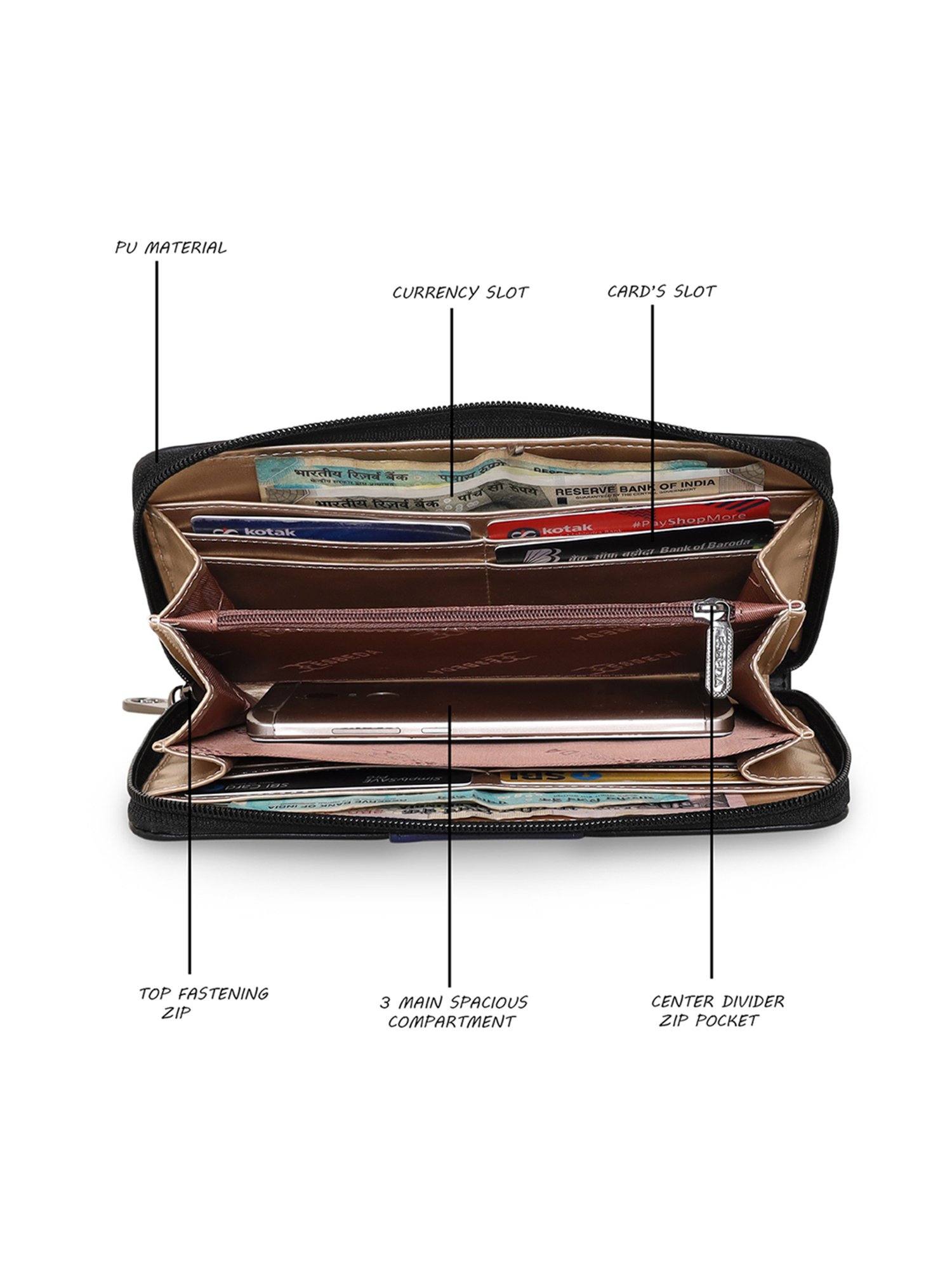 Louis Philippe Brown Casual Leather Money Clip Wallet for Men