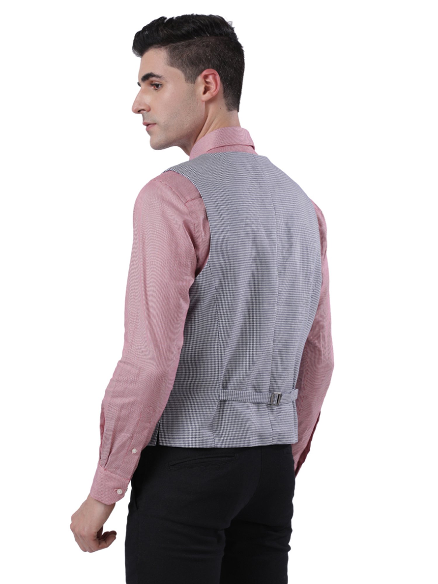 Raymond Grey Regular Fit Self Pattern Waistcoat