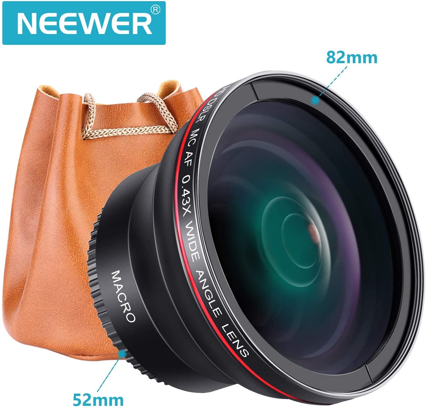Neewer 52MM 0.43X HD Wide Angle Lens with Macro Close-Up Portion Lens No Distortion Digital High Definition for Nikon D7100 D7000 D5200 D5100 D5000 D3300 D3200 D3000 D90 D80 DSLR Cameras