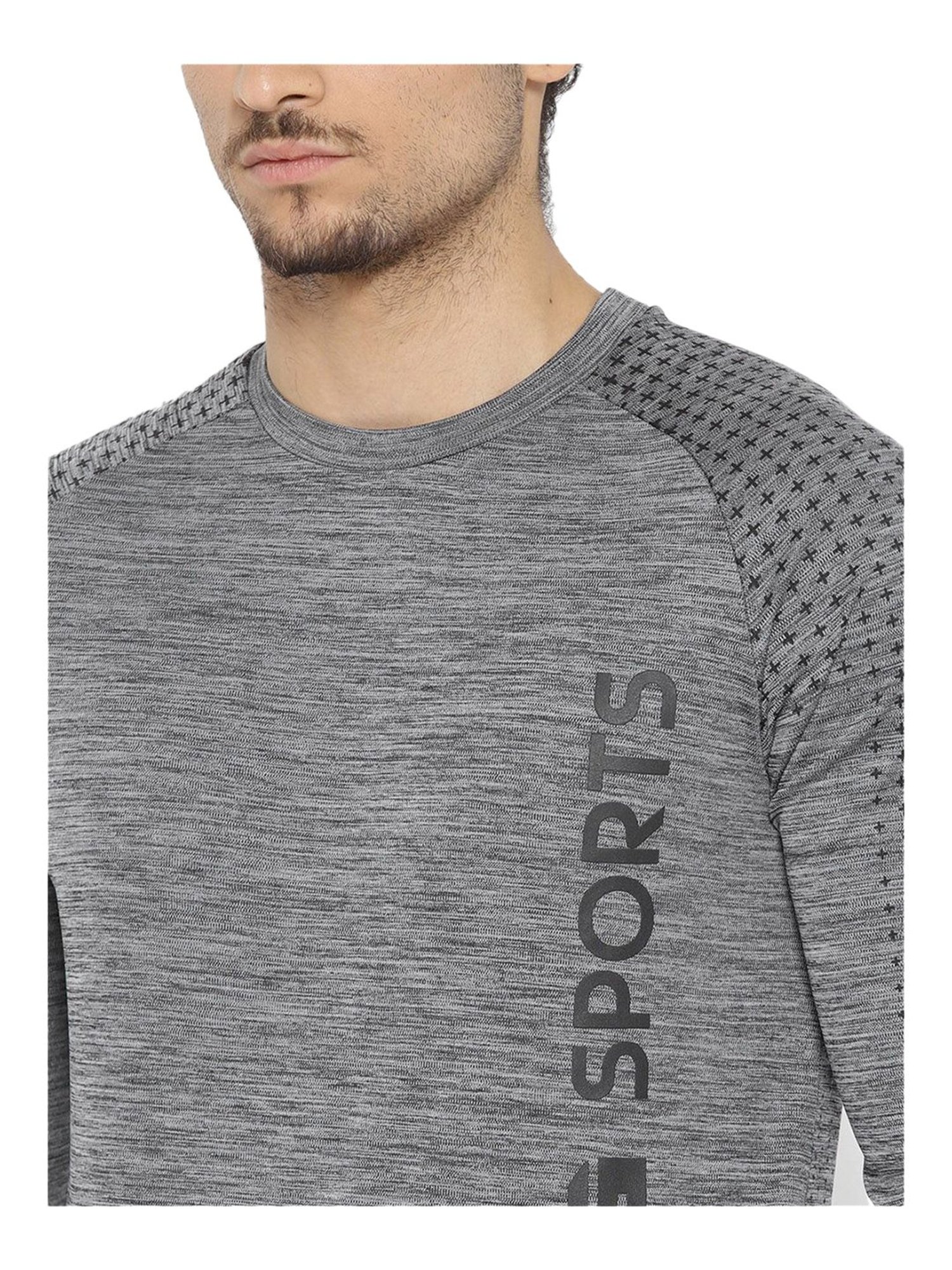 ALCIS Black Round Neck Polyester T-Shirt