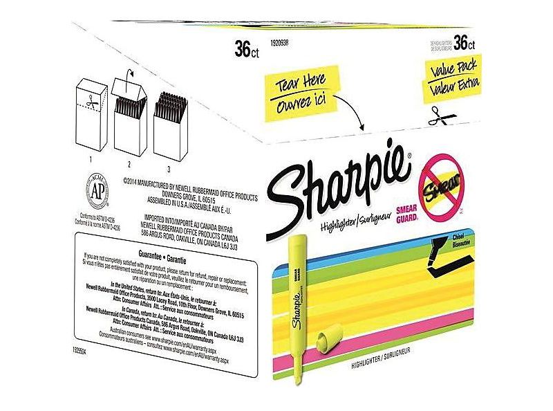 Sharpie Accent Tank Style Highlighter Chisel Tip Fluorescent Yellow 36/Box 1920938