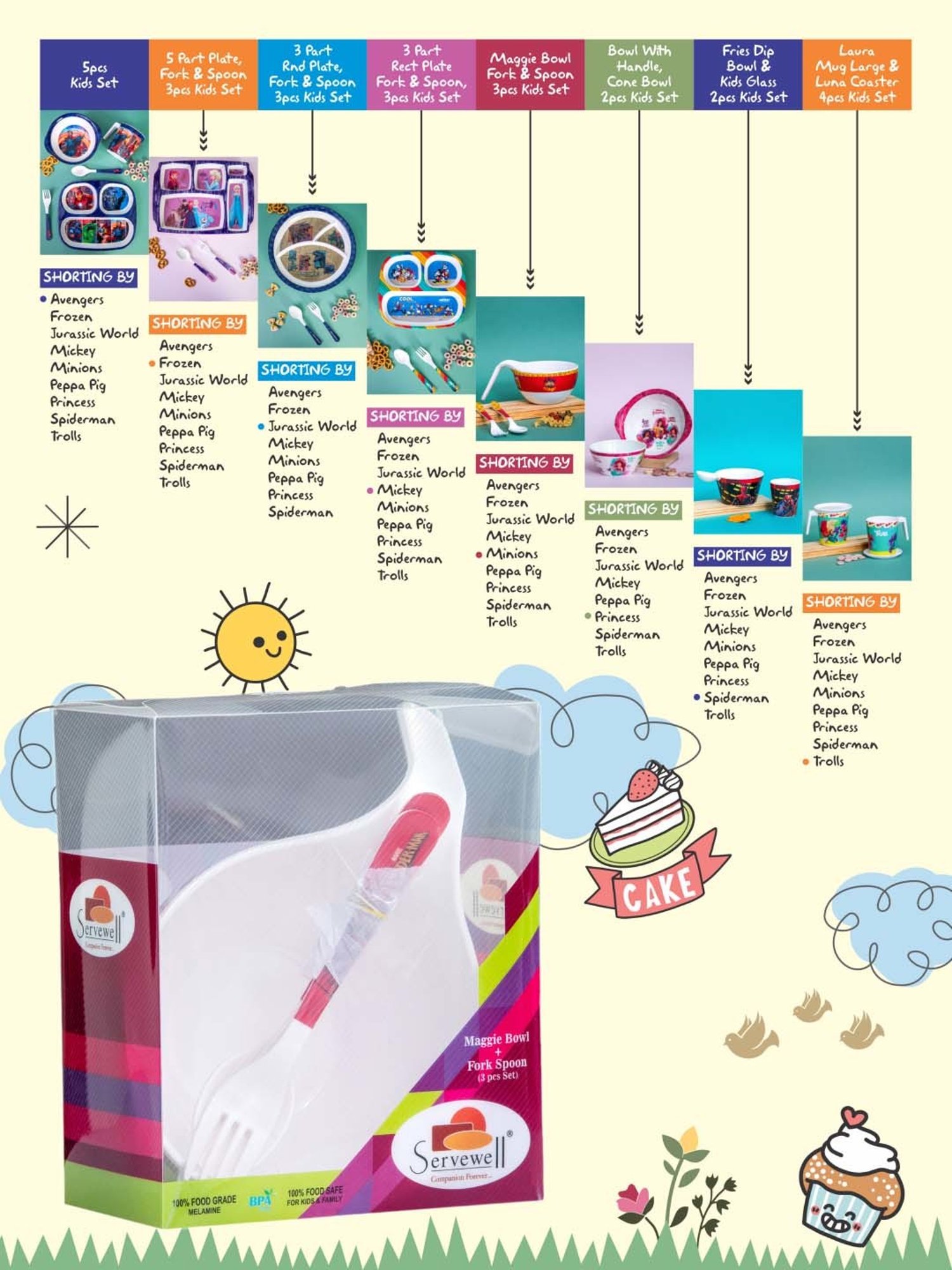 Servewell Spiderman Melamine Maggie Bowl - Set of 3