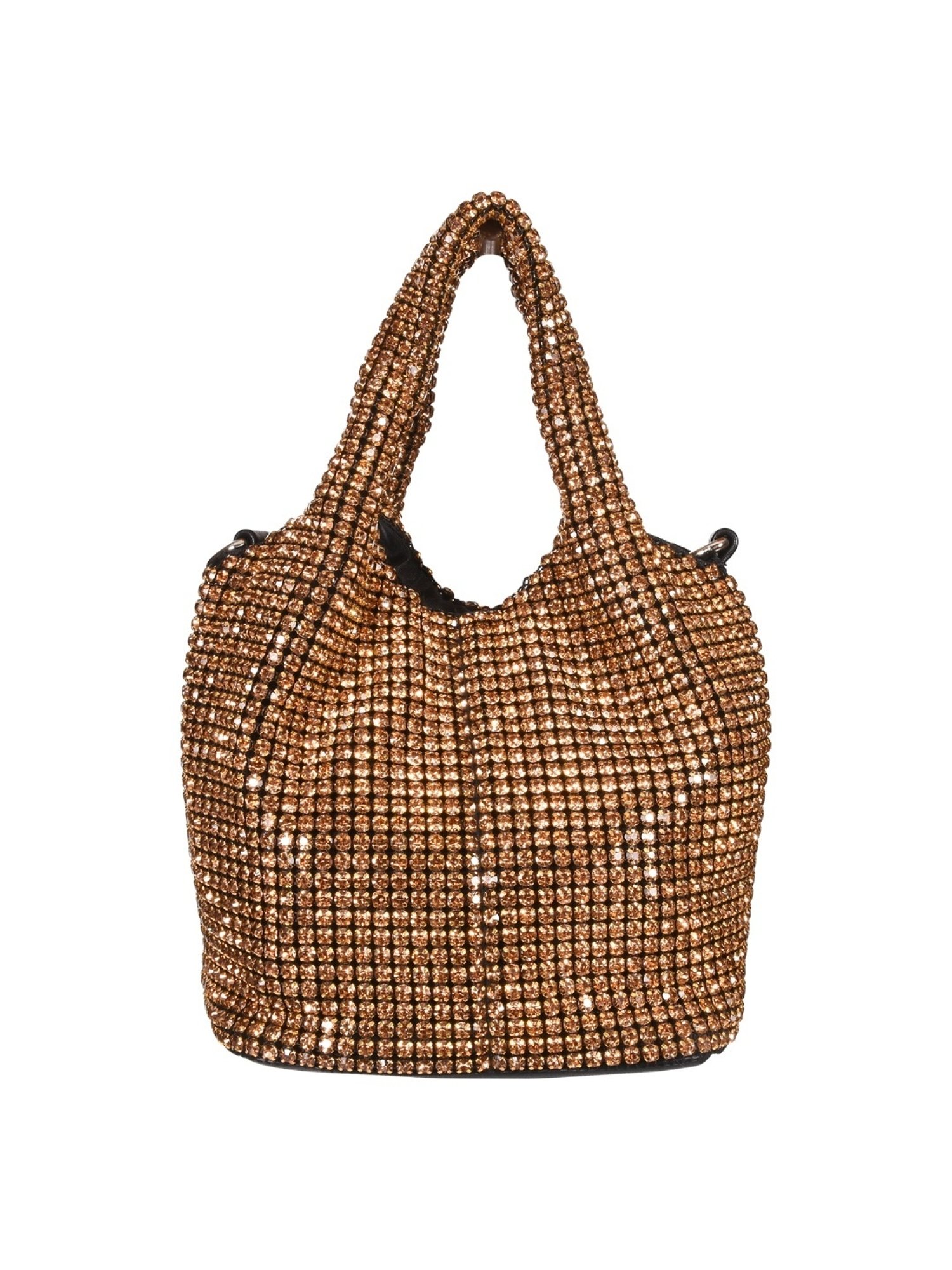 SASSORA RIM Gold Leather Embellished Medium Handbag