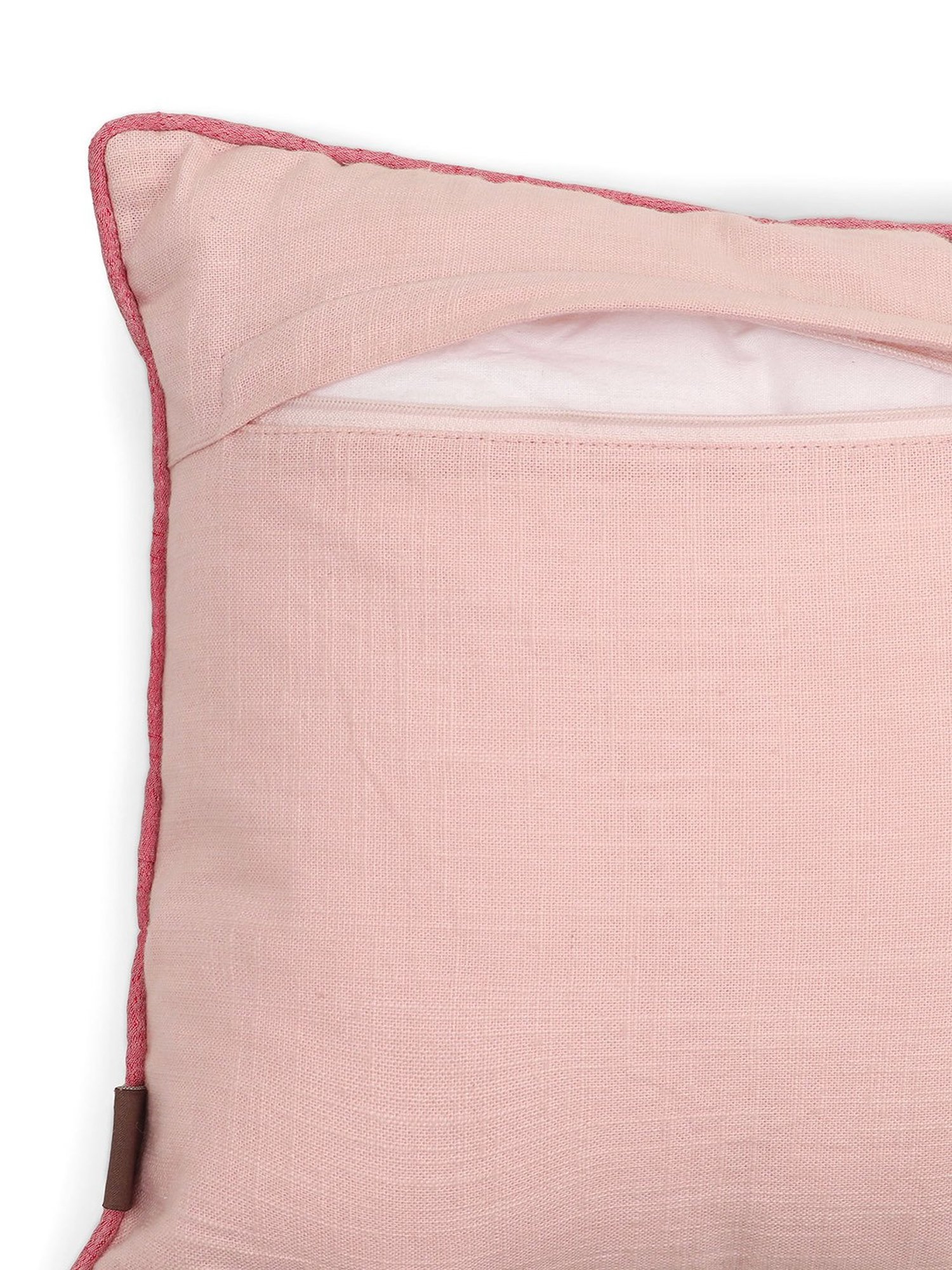 Pure Home and Living Pink Cotton Embroidery Cushion Covers