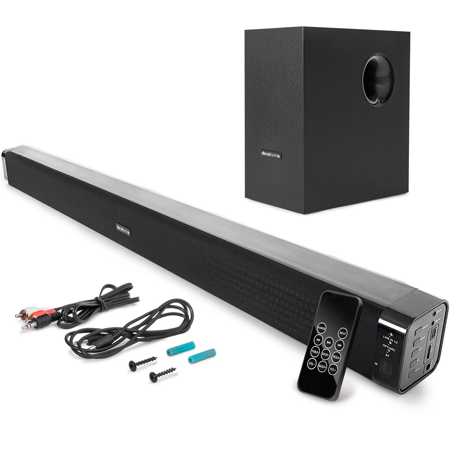Deco Gear 60W Soundbar with Subwoofer - Premium 2.1 Channel Audio - Wireless Connectivity