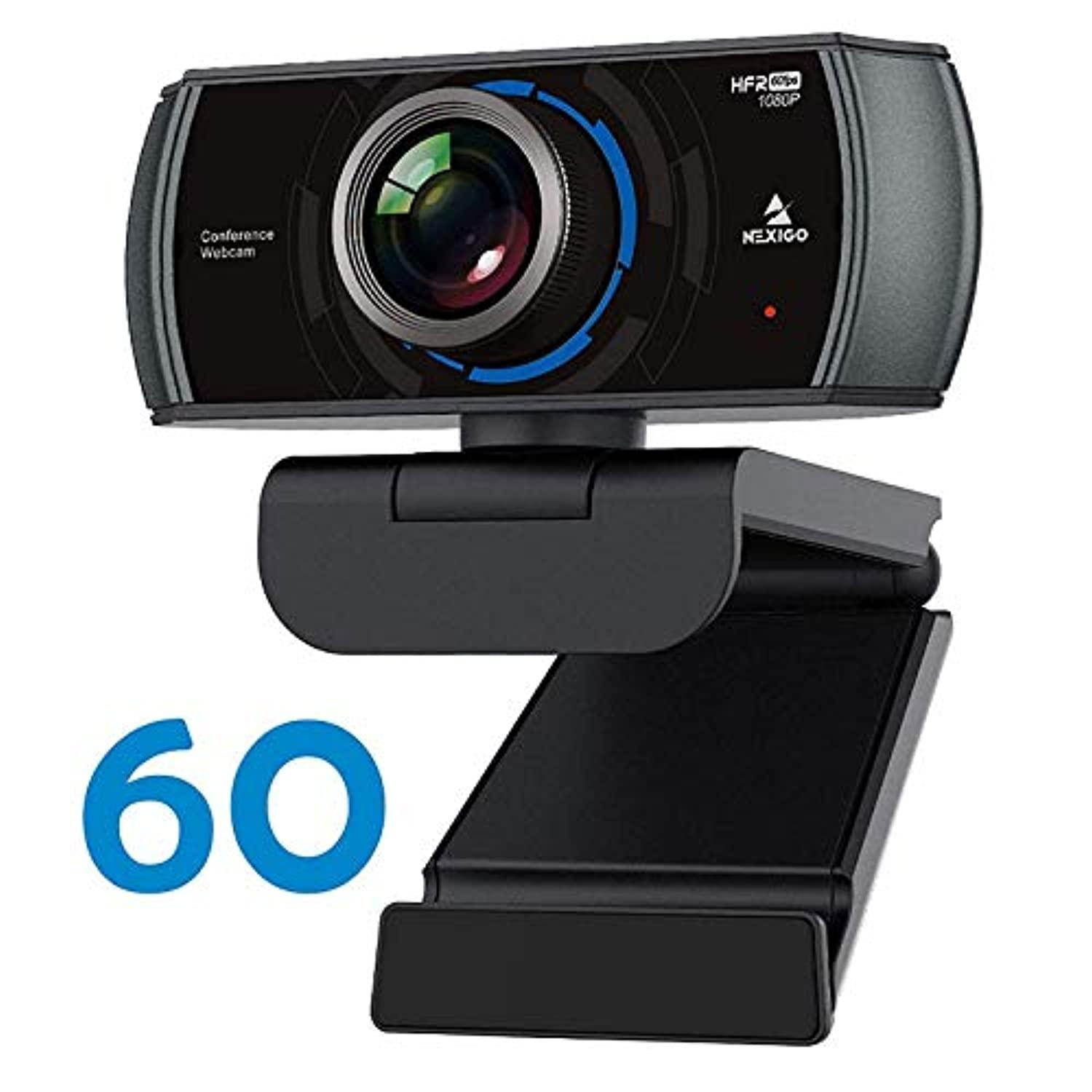 1080p 60fps webcam with microphone, 2020 nexigo n980p hd usb computer camera, built-in dual noise reduction mics, 120 degrees wide-angle for zoom/skype/facetime/teams, pc mac lapto