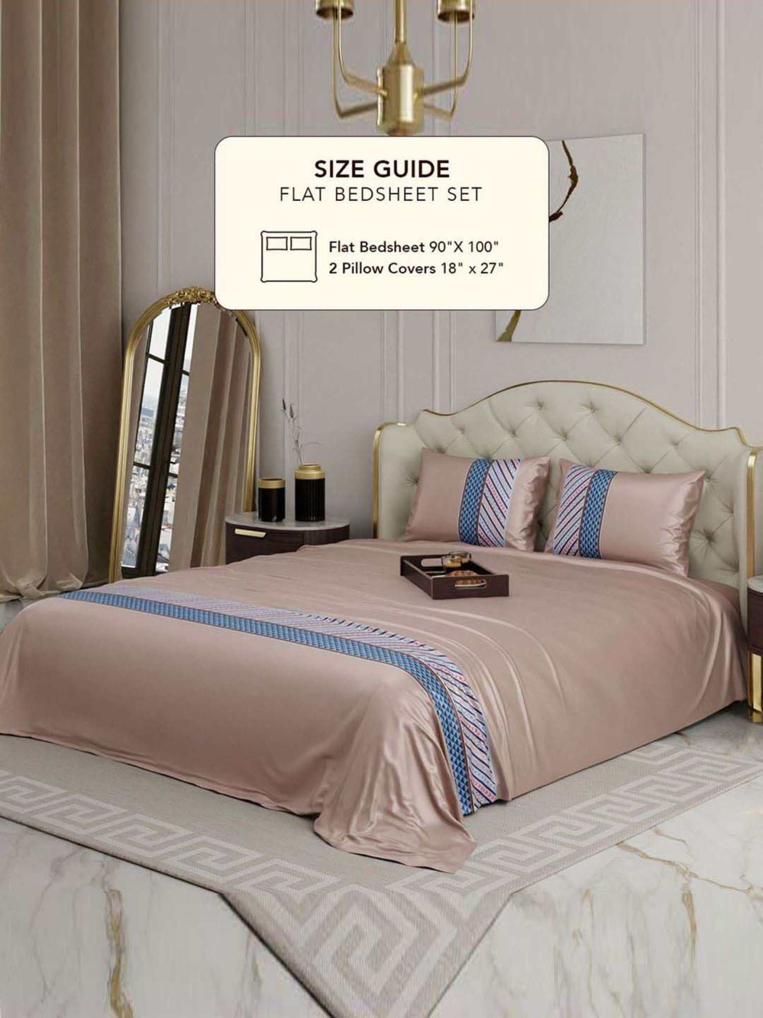 Stoa Paris Black Polyester 300 TC Chateau Charisma Double Bed Sheet With 2 Pillow Covers