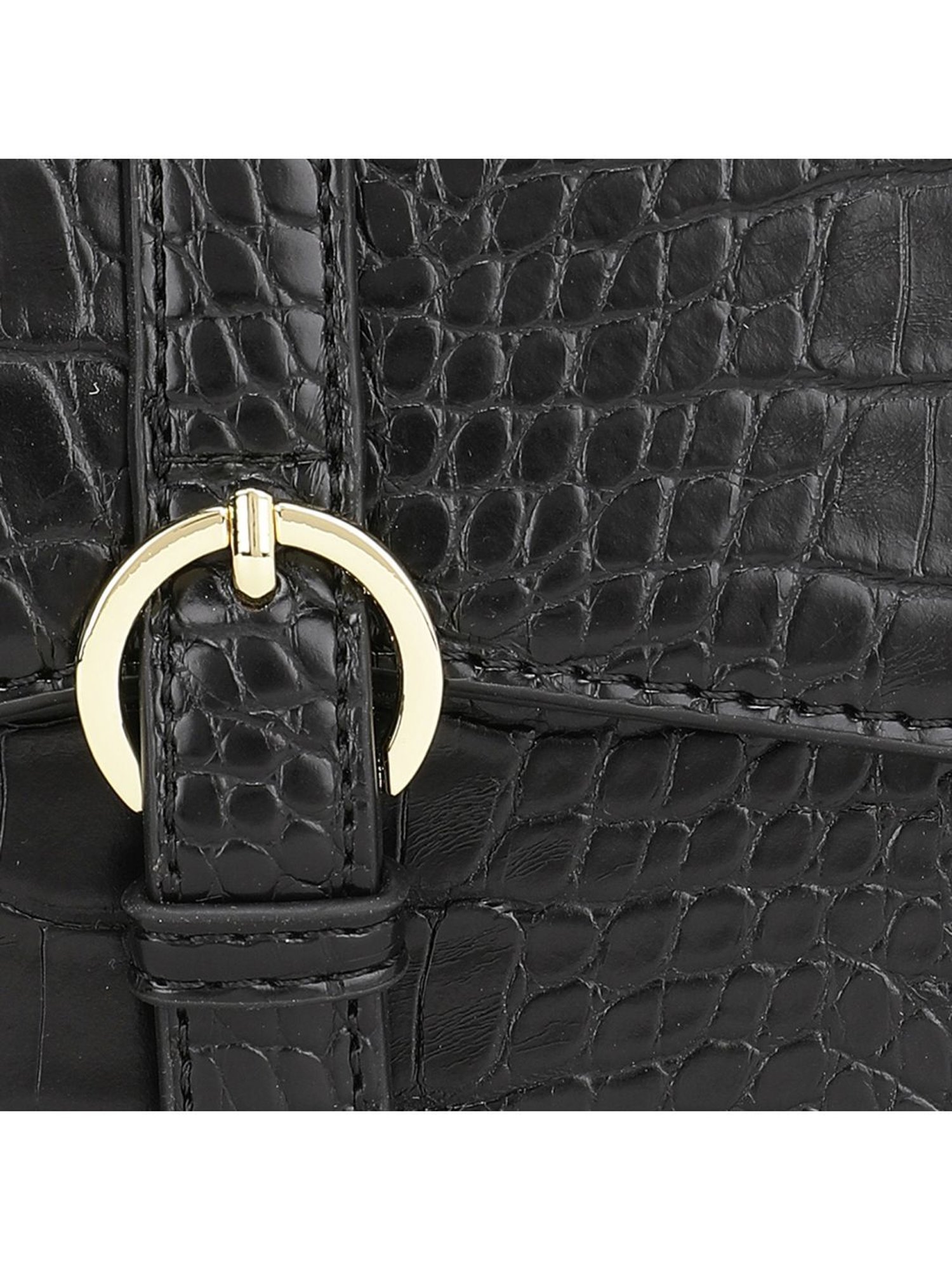 Tyra Isla Black Textured Faux Leather Satchel Handbag