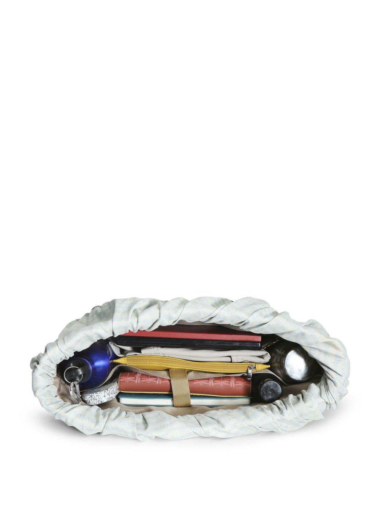 Eume Dragonfly Basil Green Leather Printed Tote Handbag with Pouch