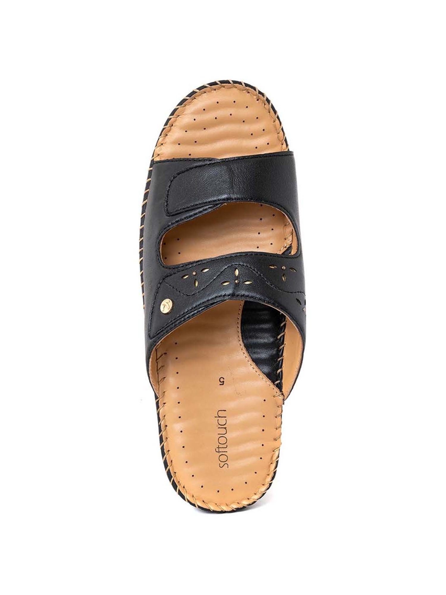 Softouch by Khadims Women's Black Comfort Wedges