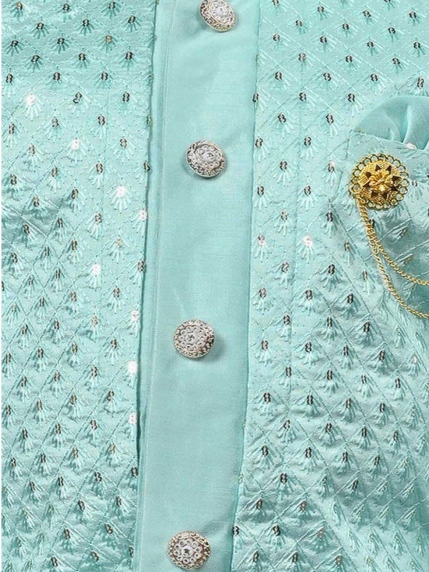 AJ Dezines Kids Black Embellished Full Sleeves Sherwani with Pants