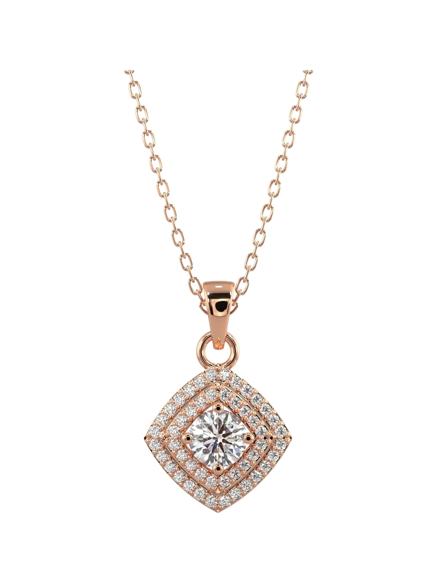 Silvermist 925 Sterling Silver Octagon Diamond Chain Pendant for Women & Girls
