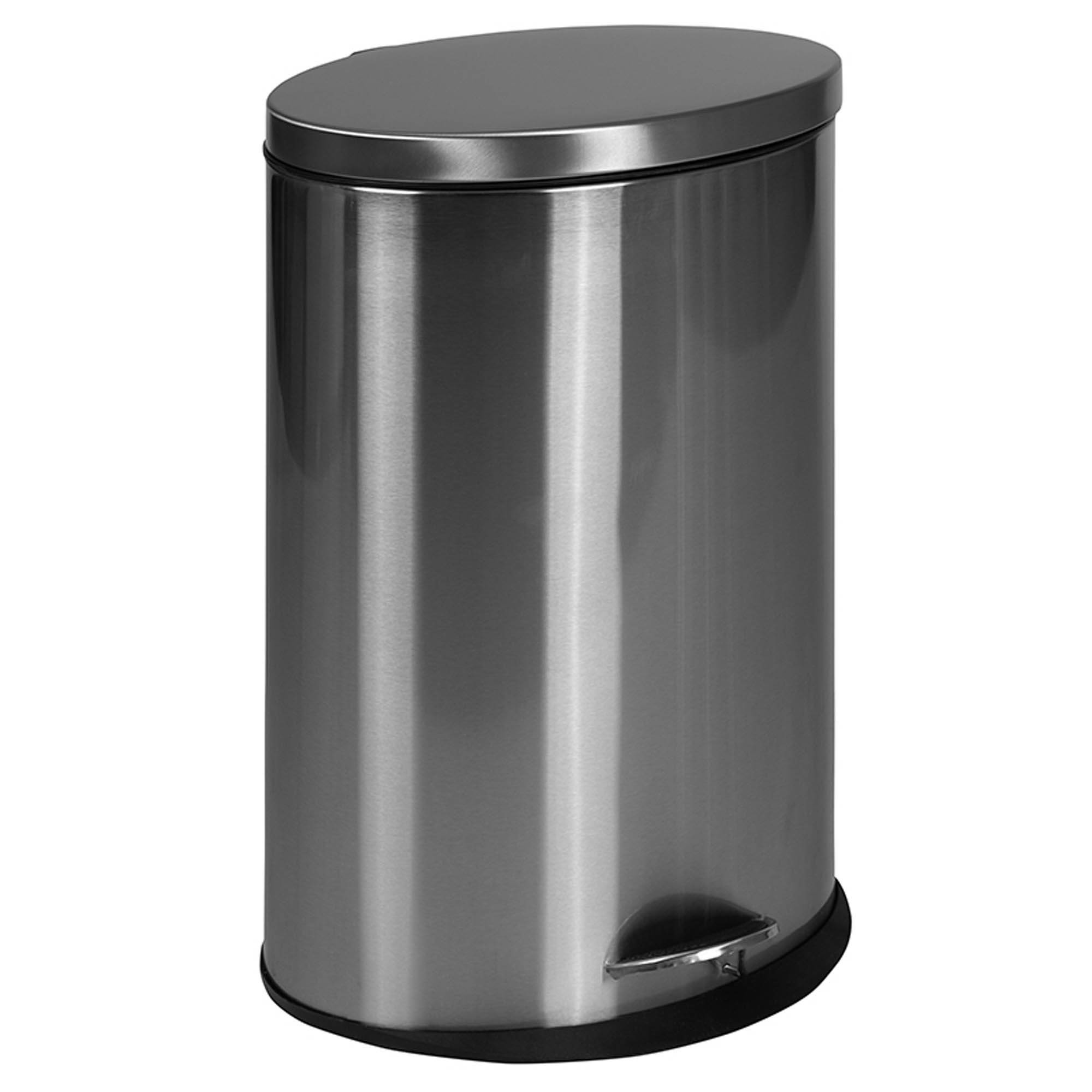 Offex 40"L Modern Stainless Steel Fingerprint Resistant Finish Compact Oblong Step Trash Can with Soft Close Lid and Removable Liner - 10.6 Gallons