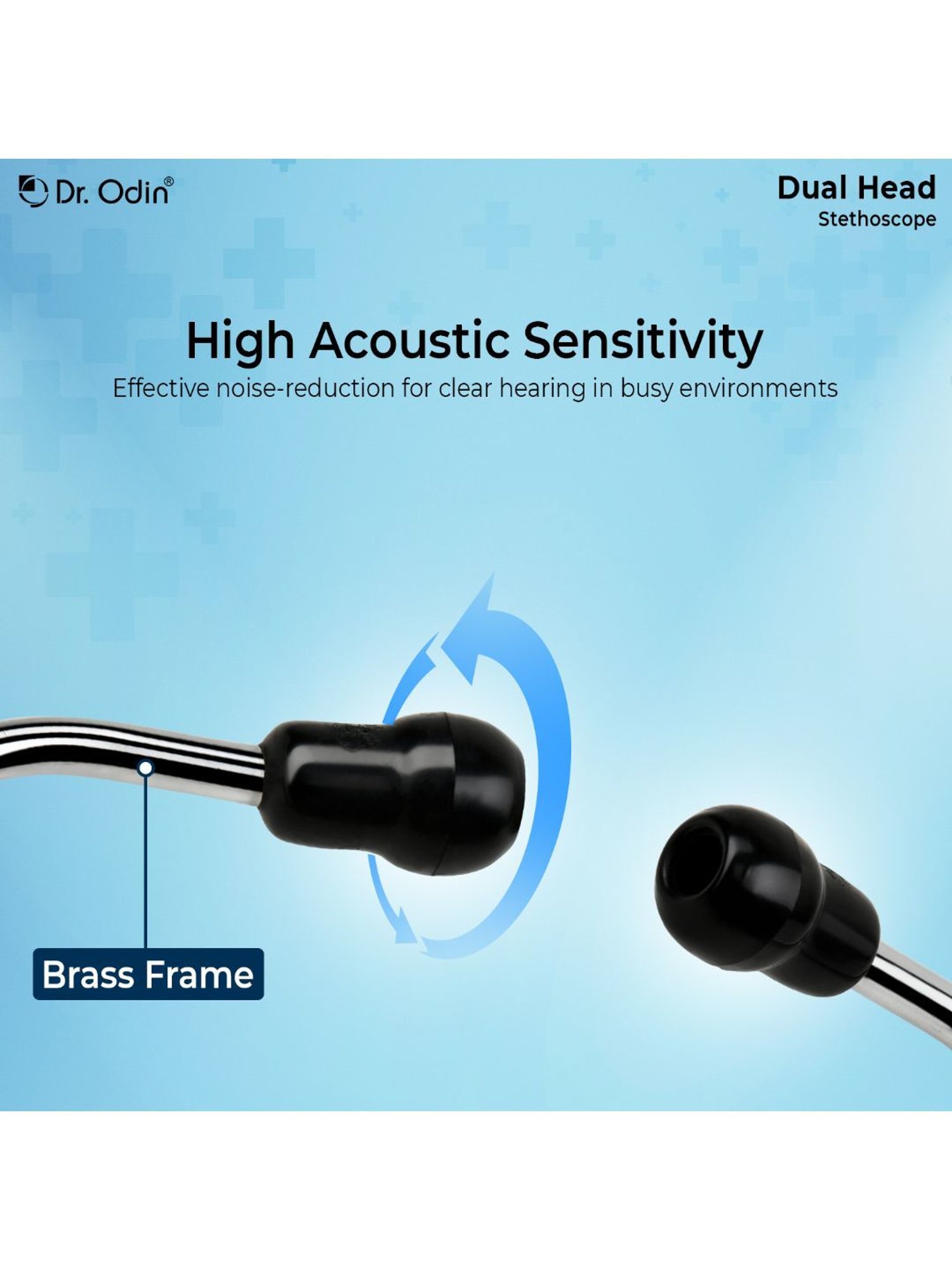 Dr. Odin Dual Head Brass Frame Stethoscope (Black)
