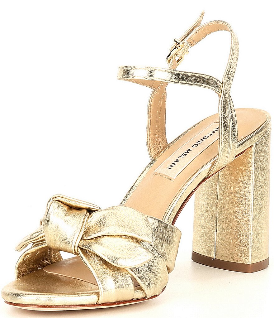 Antonio Melani Gybson Metallic Leather Knotted Dress Sandals
