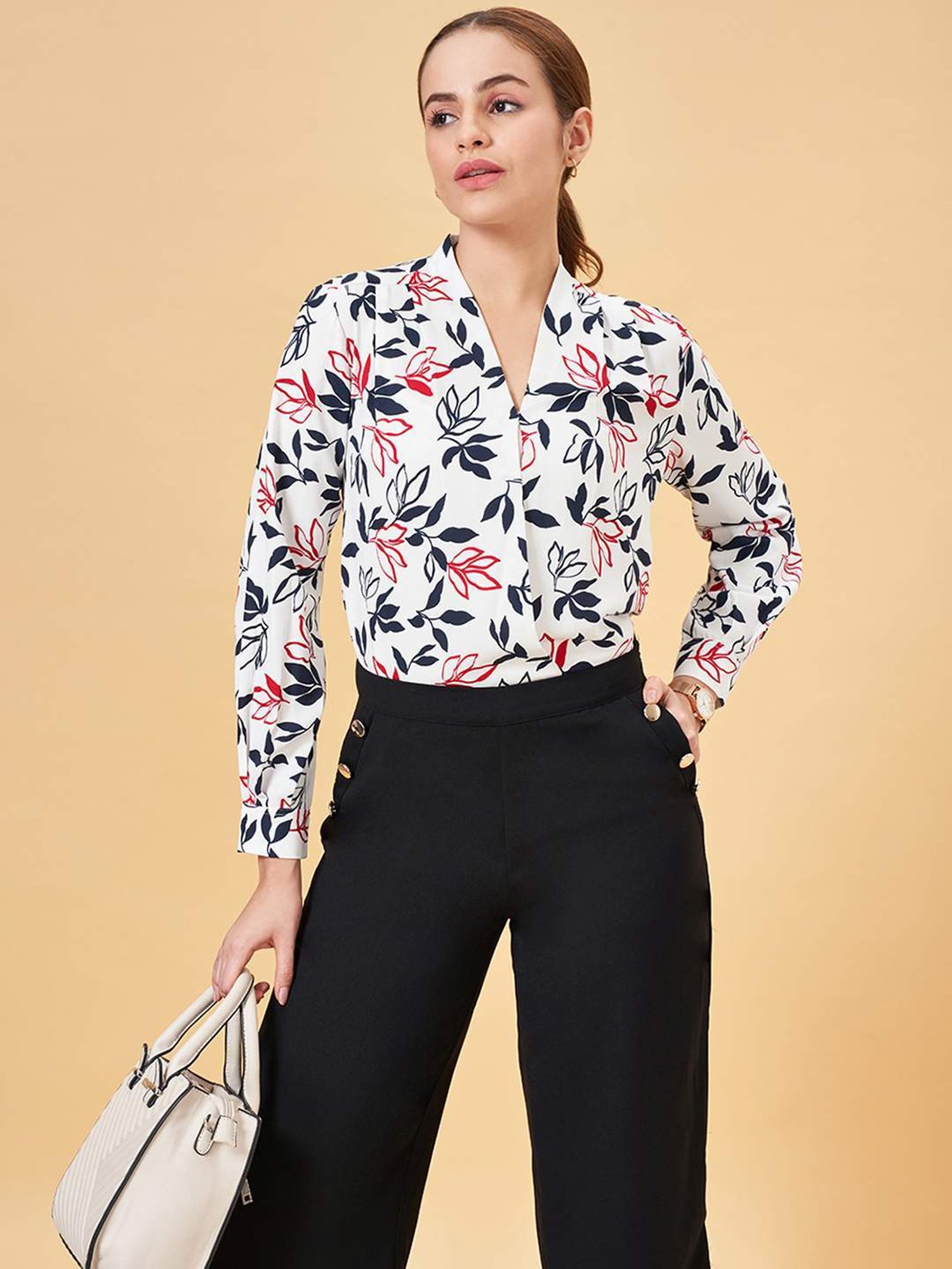 Annabelle by Pantaloons White Floral Print Top