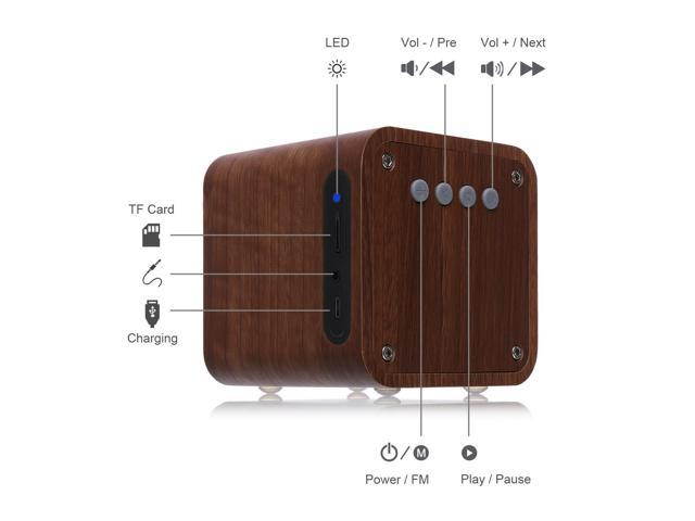 Bluetooth Speaker Wooden, Portable Bluetooth 4.0 Speakers with 70mm Big-Driver, Wireless Computer Speaker with Enhanced Bass Resonator