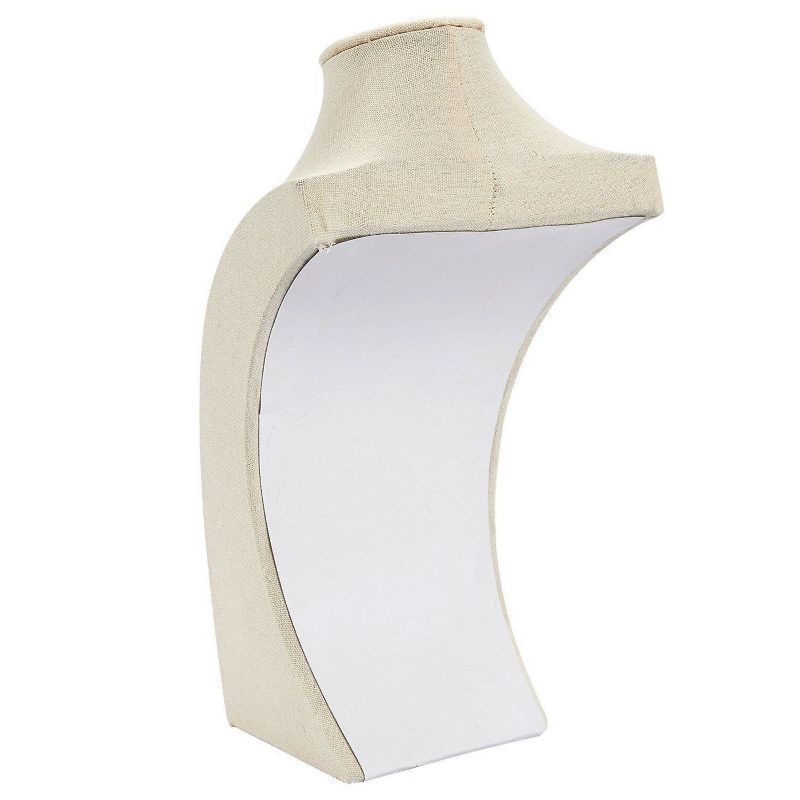 Juvale Linen Wooden Jewelry Holder Jewelry Store Display Bust Stand for Jewelry Accessories Necklaces Chain Bracelets Choker Pendant Beige 12.6"